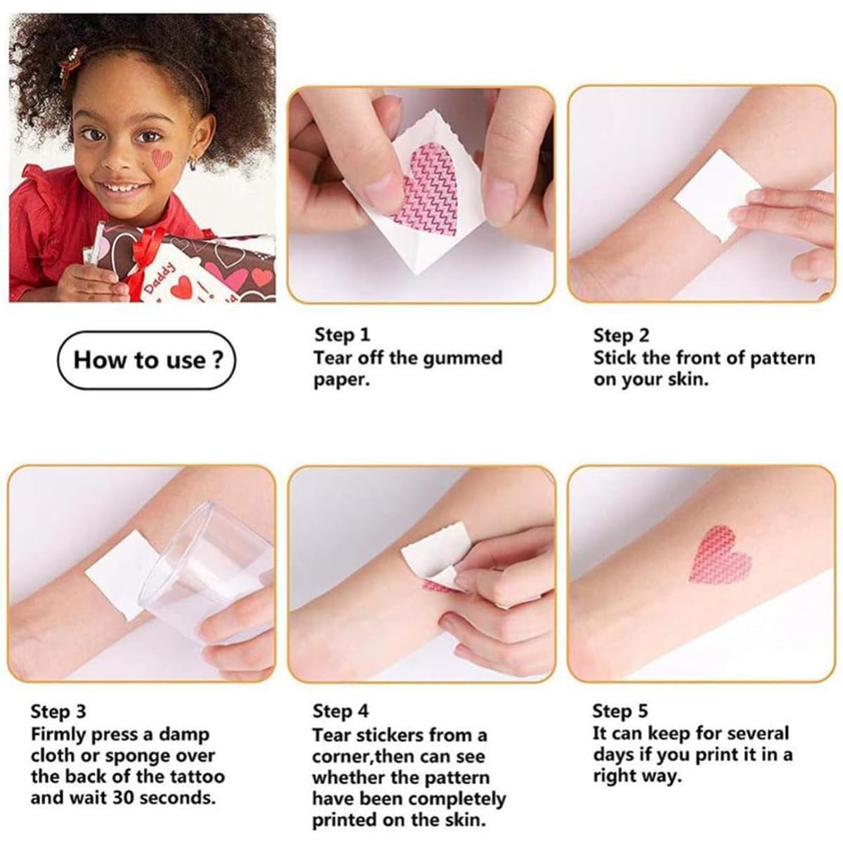 VYAOCJL Valentine's Day Temporary Tattoo Stickers, 20 Pink Love Designs, Waterproof, All Ages - Image 4