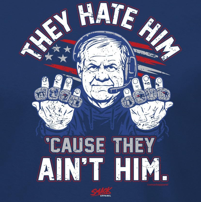 Smack Apparel They Hate Him Cause They Ain't Him T-Shirt for New England Football Fans (SM-5XL) - Image 2