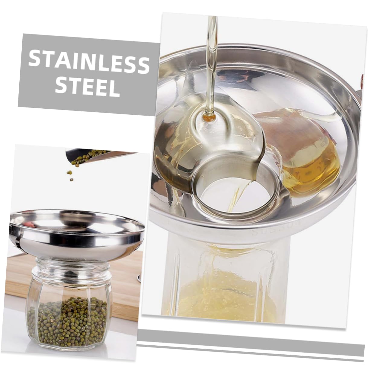 Garneck 4 Set Di Piccoli Imbuti in Acciaio Inox Imbuto Di Riempimento Con Maniglia Ergonomica Per Uso Da Cucina 2 Pezzi * 4
