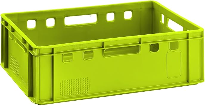 BURI Meat Box E2 60 x 40 x 20 cm Light Green Euro Box Stacking Box Set of 5 Robust BURI Butcher box made in Germany food-safe and stackable as a robust transport container for warehouses and catering