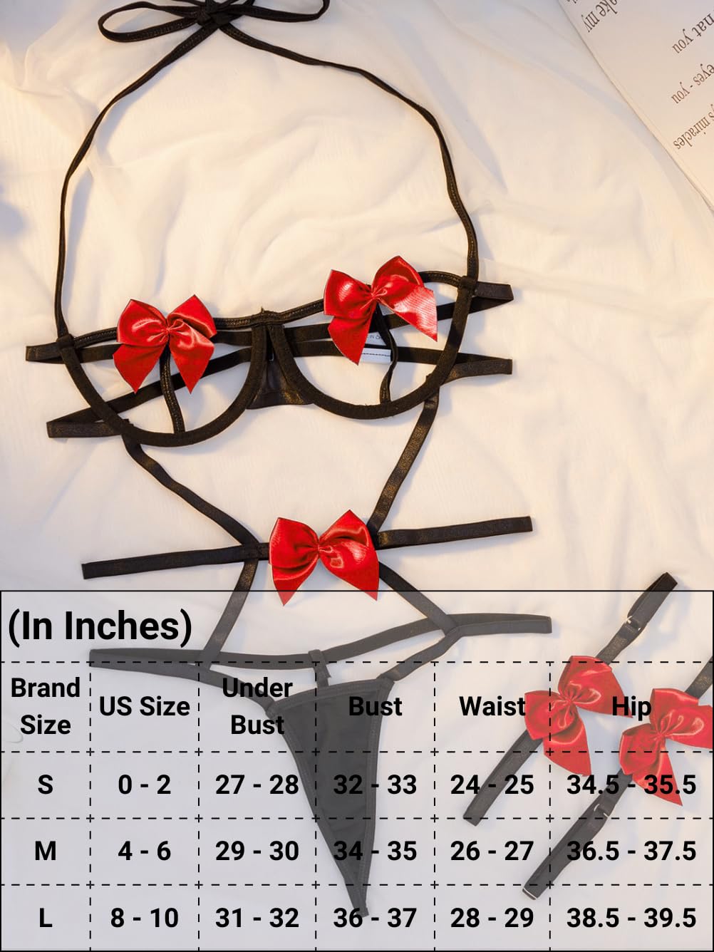 Kaei&Shi Womens Bow Lingerie Sets With Garter,Cutout Underwire Bodysuit Teddy: Coffee Brown Small