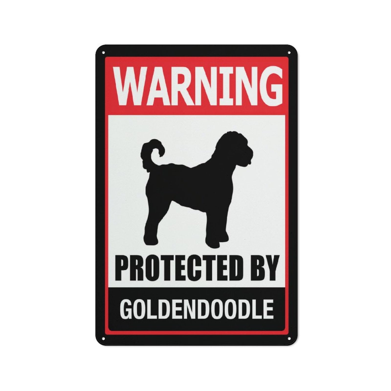 Peiyeety A04 Warning Protected By Goldendoodle Sign Signs Outdoor, Uv Printed Aluminum 12X16 Inches, Weatherproof And Security Signs For Home Or Business
