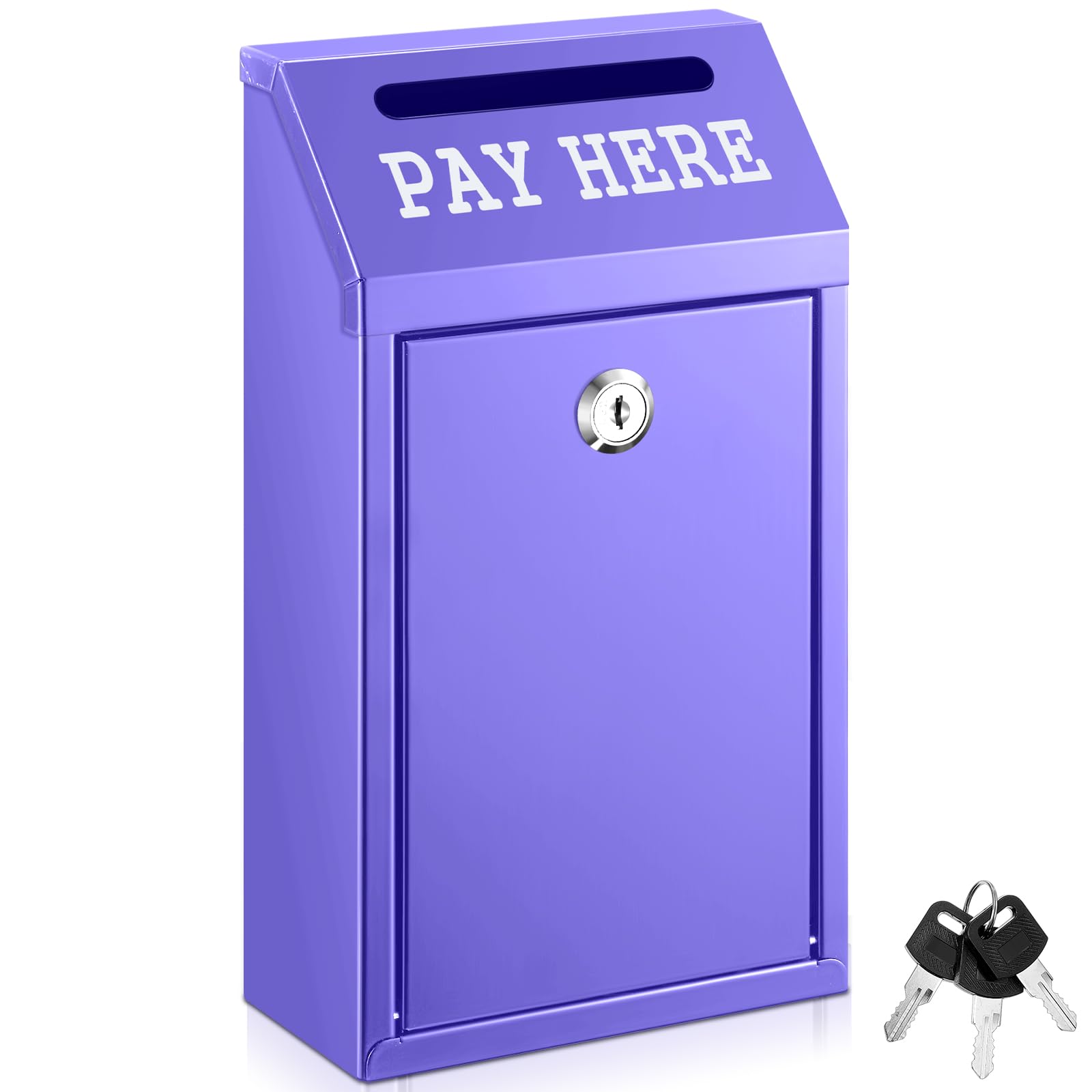 Yaocom Safe Cash Box Money Collection Metal Donation Box with Lock Wall Mount Pre Drilled Mailbox Delivery Ballot for Home Office Outdoor Self Serve Stand (Purple,10.2 x 5.7 x 2.8 Inch) — image 1