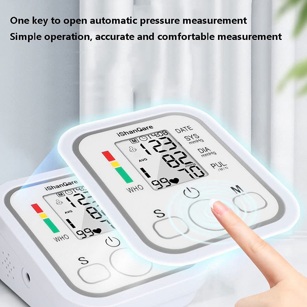 Monitor de presión arterial Brazo superior, monitor de BP digital preciso con manguito grande para uso en el hogar, diagnóstico irregular del latido del corazón, medidor de monitoreo de tasa de pulso