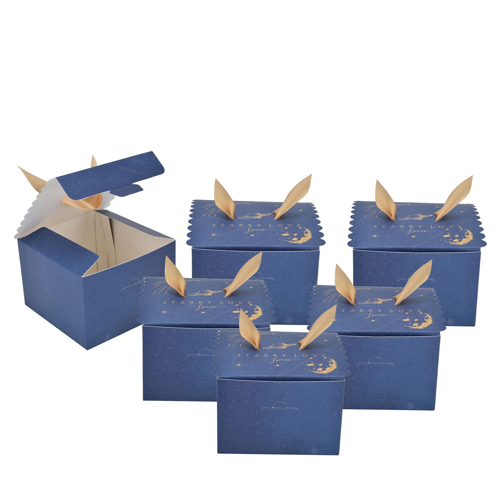 Candy Gift Box, Thickened Square Innovative Biscuit Box for Party for Wedding(Trumpet Blue Starry Sky Golden Wings Forest Jue Ye)'
