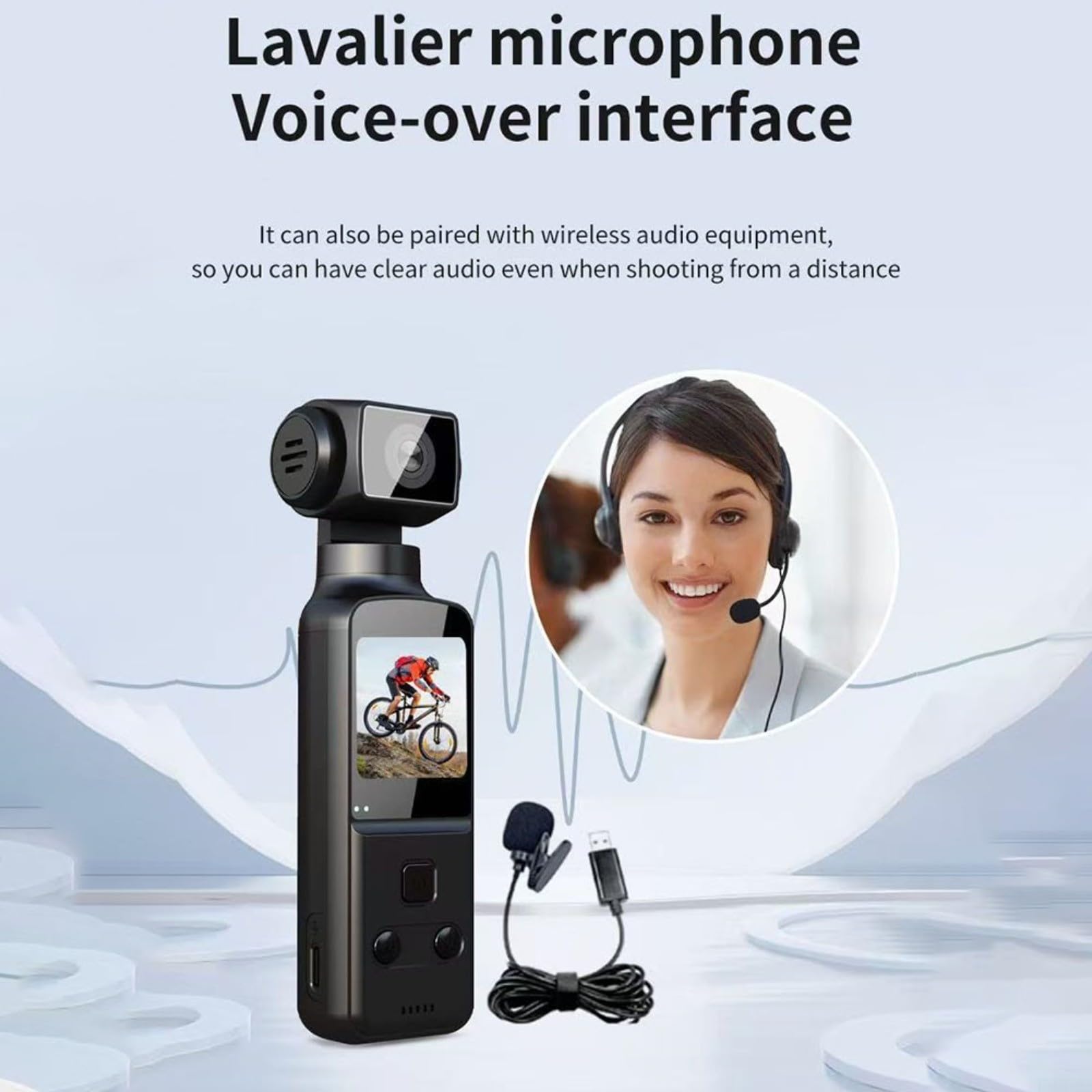 Pour caméra d'action compacte 4K, objectif rotatif 270°, stabilisation électronique, connectivité WiFi, batterie 1000 mAh, type port, sport et vlogging