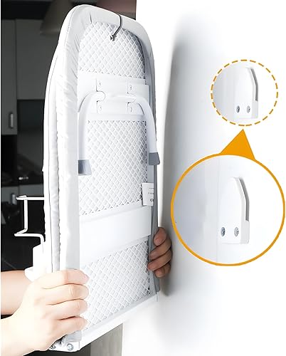 Miniatura 7 de Tabla de planchar plegable de montaje en pared con soporte de hierro, mini tabla de planchar de mesa, diseño portátil compacto, gris