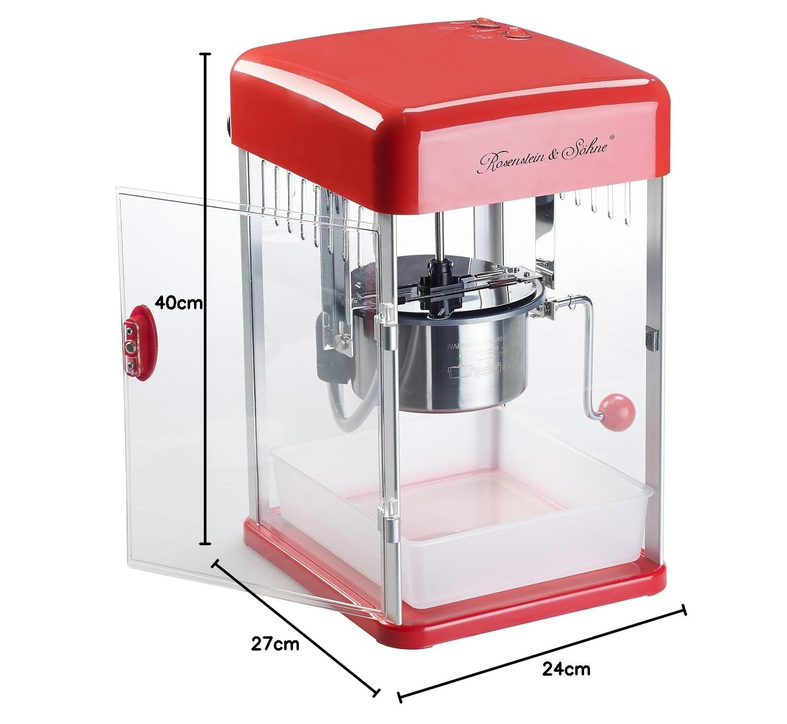 Rosenstein & Söhne Popcorn Maker: Profi-Retro-Popcorn-Maschine "Cine", Edelstahl-Topf im 50er-Stil, 15 l (Zubereitung, Cinema Machine, Schal)