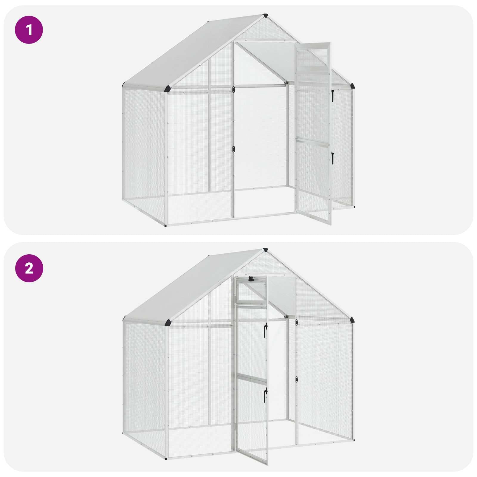 Mangloder Vogelkäfig Silber aus geschweißtem Drahtgewebe, Voliere 181,5 x 110,5 x 173,5 cm mit Schloss und Fenster, für Garten Balkon Außenbereich, Schutz für Wellensittich und Papagei