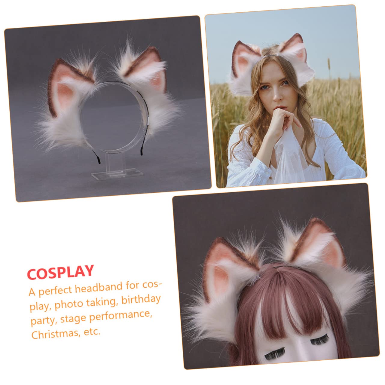 Beavorty 3pièces Bandeau Peluche Oreilles De Renard Pour Cosplay Et Fête Accessoire Original Et Élégant Pour Femmes Et Filles