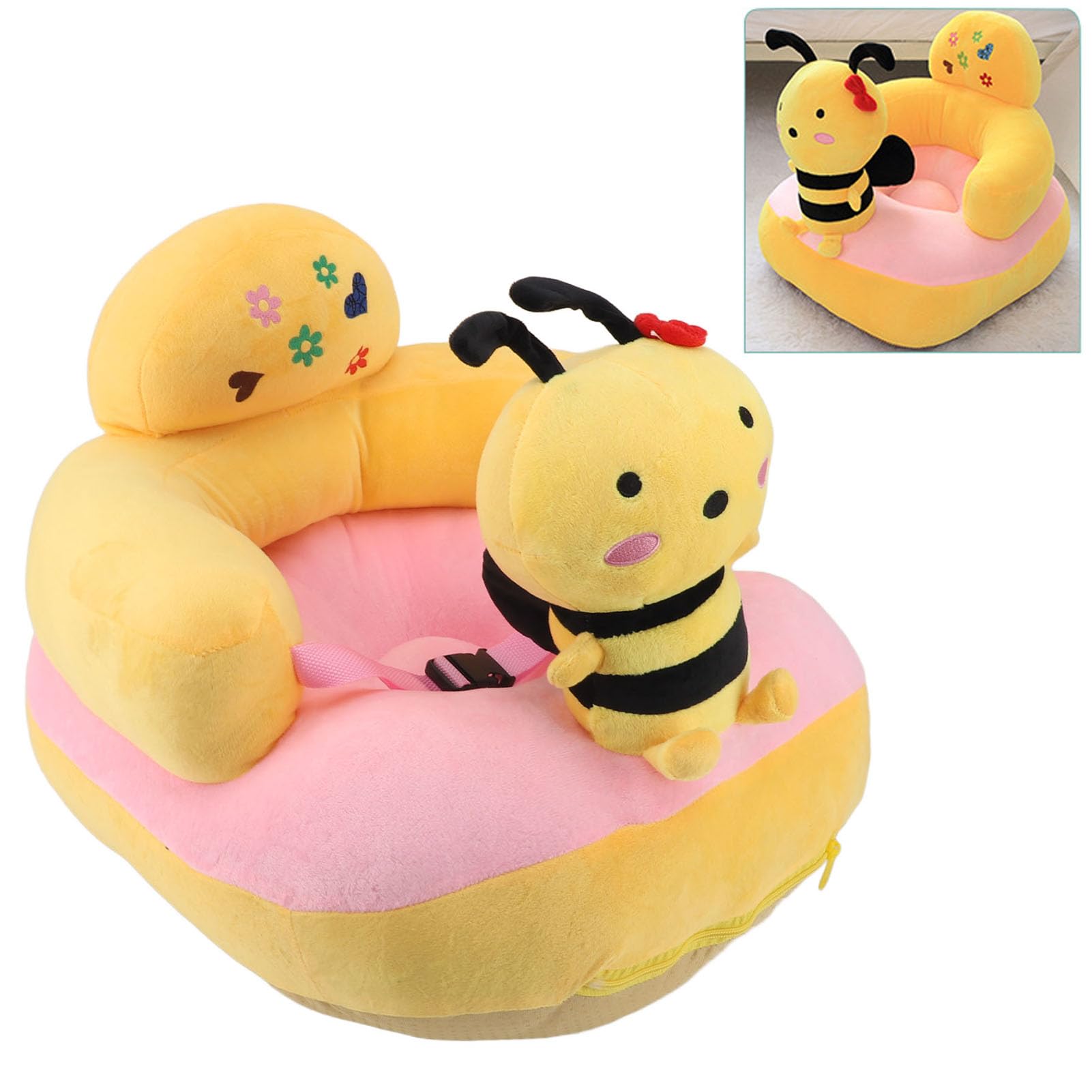 Haofy Baby Support Sofa Chair Anti Side Turn, Adjustable Angle, Lightweight Soft Plush Learn Sitting Chair, Indoor Use (Bee)