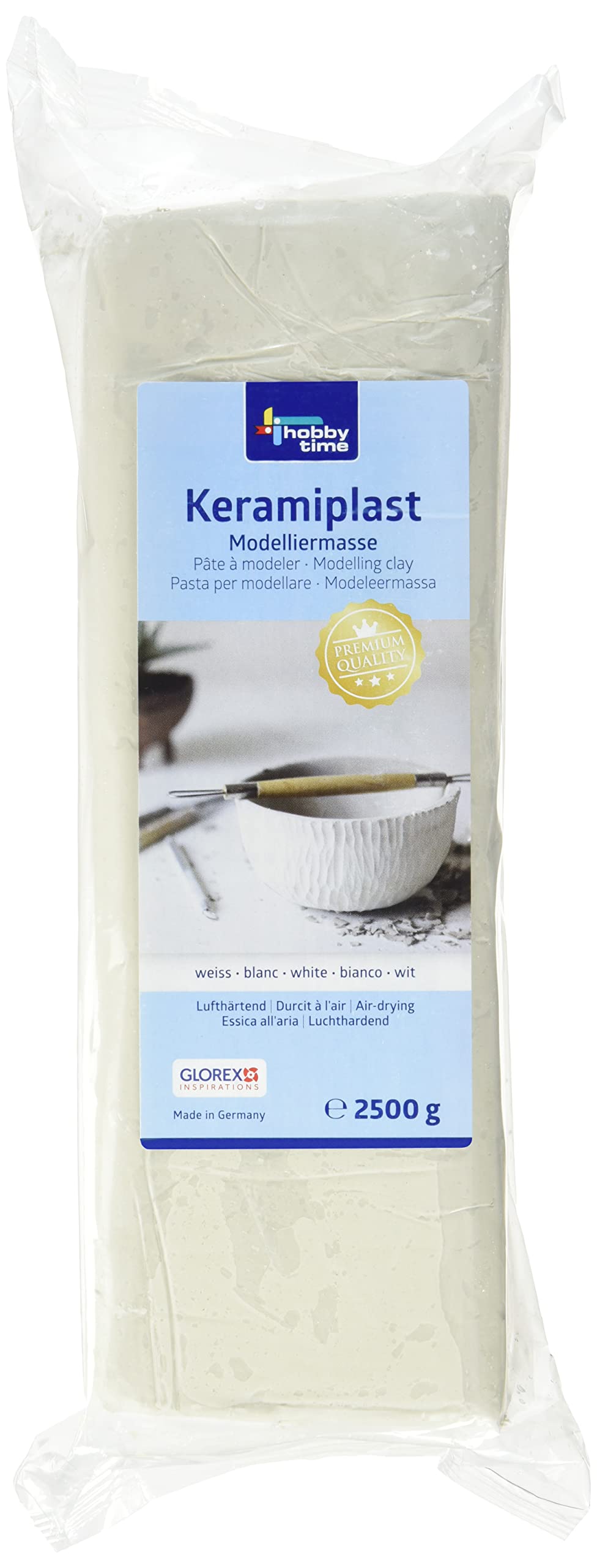 GLOREX 6 8075 101 - Soft klei wit 500 g, natuurlijke, luchtdrogende klei zonder bakken, bijzonder zacht en soepel