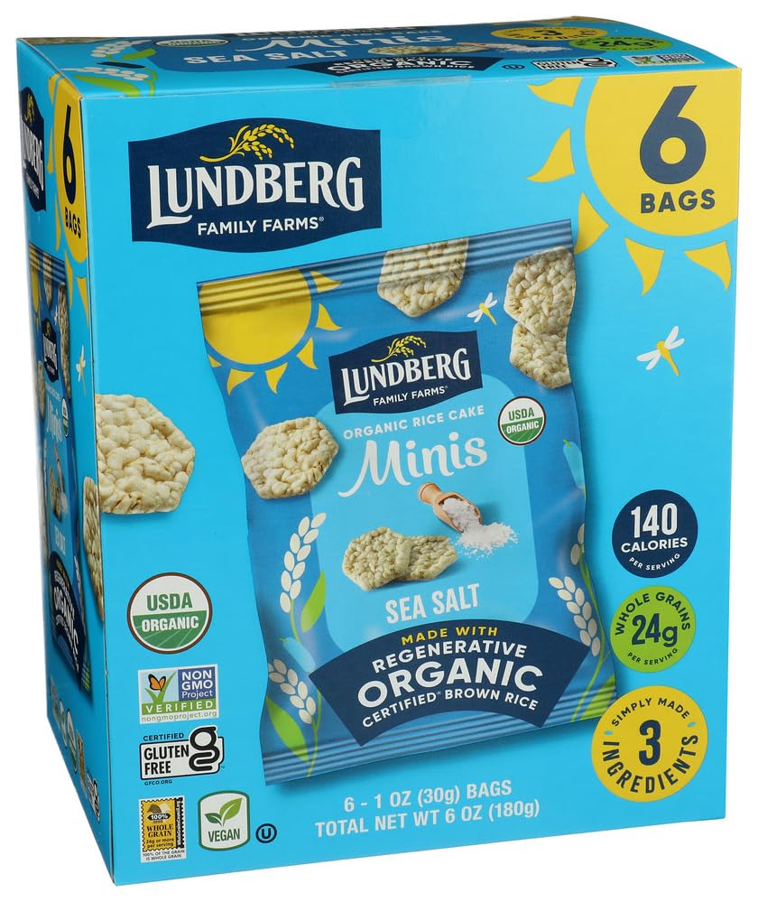 Lundberg Organic Rice Cake Minis, Sea Salt, Single-serve Multi-pa...