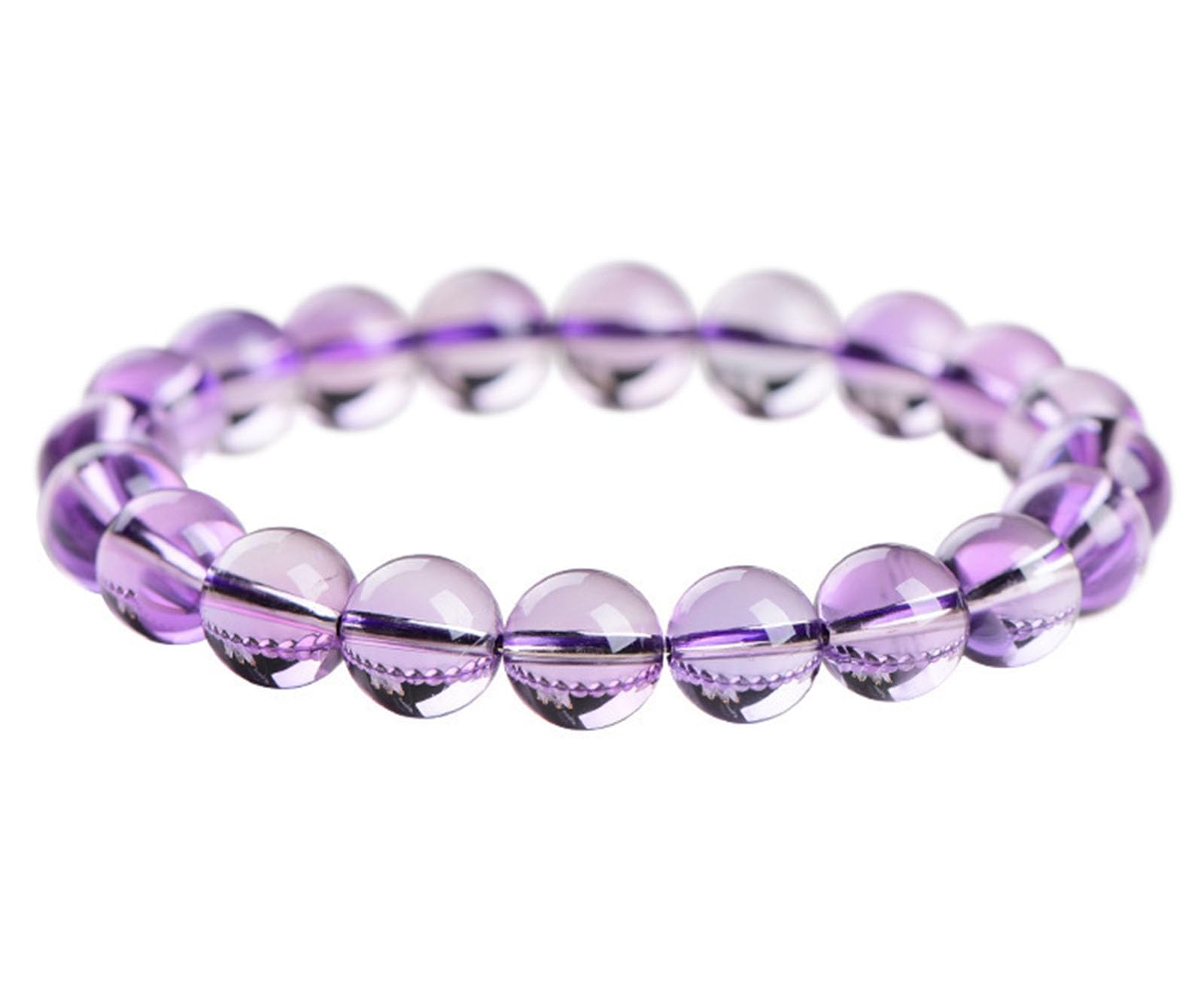 10~10.8mm, Armbänder mit natürlichen Amethystperlen, Armbänder aus natürlichem Kristallstein für Frauen und Männer, dehnbares Statement-Schutzarmband, Charm-Perlenarmbänder für Paare
