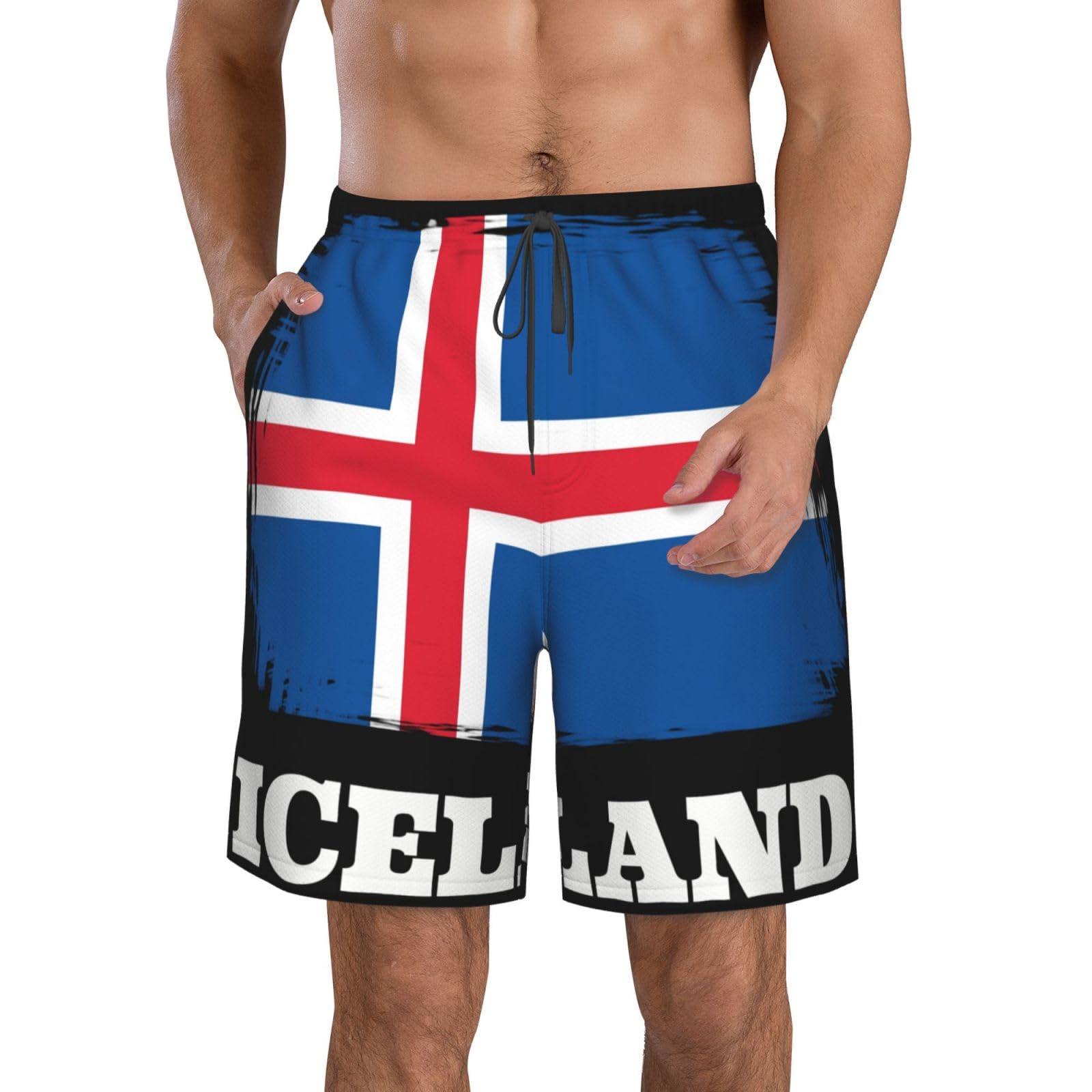 Bandiera Islandese di novità Uomo Bermuda da Bagno con Tasche Bagno Shorts Estate Pantaloncini da Surfe
