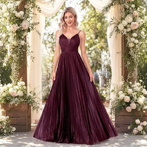 Image of Sexy Backless Maxi Formal Dress for Women with Sequin, Sleeveless Pleated Evening Gowns for Wedding and Cocktail