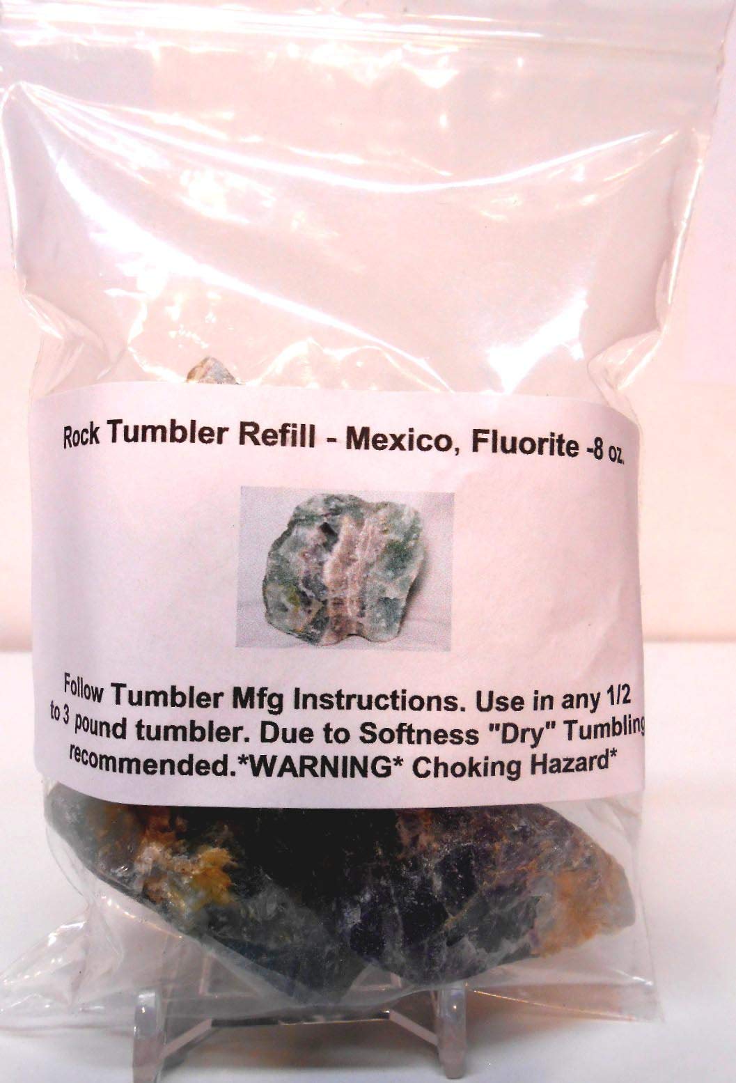 Rock Tumbler Gem Refill Kit -Natural Gemmy Mexico Fluorite Rough- 8oz
