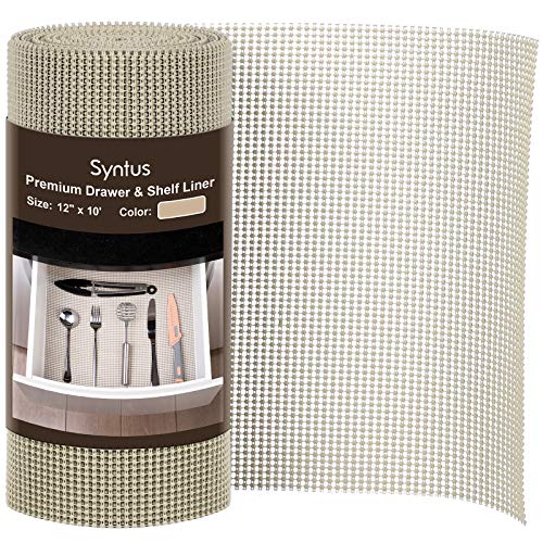 Syntus Schubladeneinlage, 30,5 cm x 3 m, nicht klebend, langlebig, Schrankauskleidung für Küche, Bad, Regale, Schreibtisch, Utensil, beige Cover