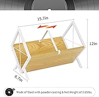 Vista 4 de YINMIT Soporte para discos de vinilo, estante de almacenamiento de discos de vinilo de 80-100 LP, pantalla de discos de vinilo de montaje rápido