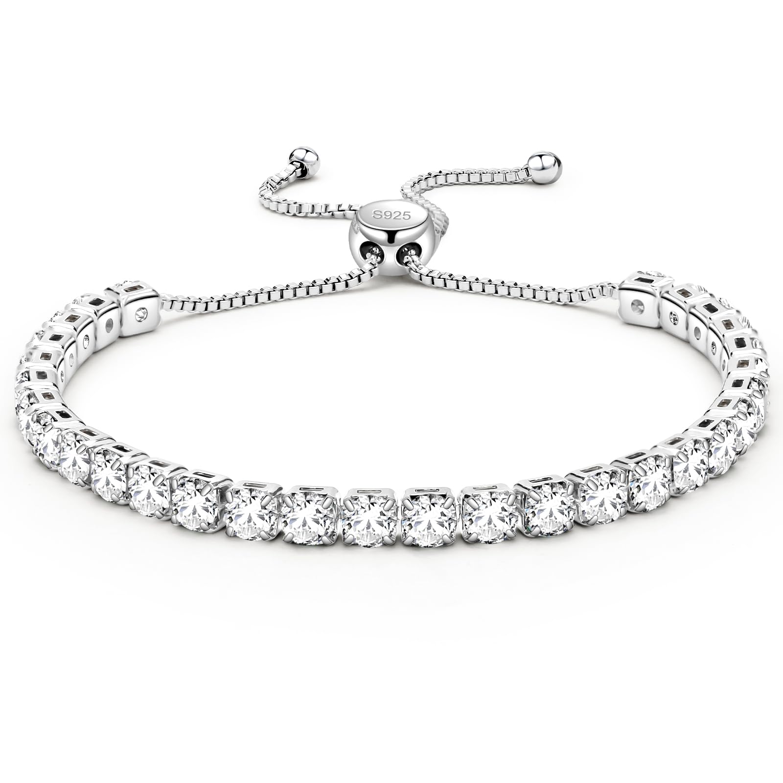 J.Fée Regalo per Lei Regalo Donna, Bracciale Tennis Bracciale Donna Argento 925 con 5A Sparkle Zircone Bracciali Argento Regali per Mamma Amica Lei