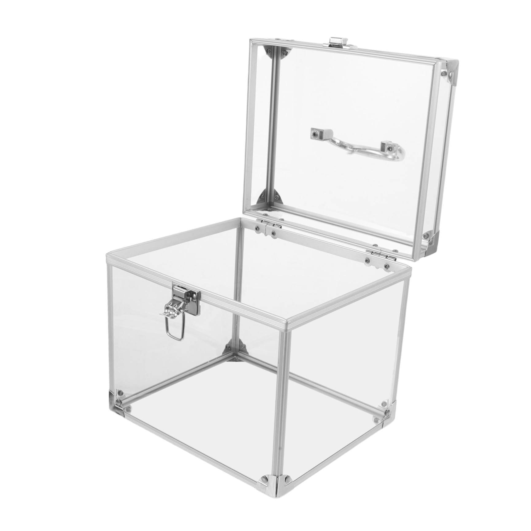 SHINEOFI Scatola Porta Album in Acrilico Trasparente con Manico, Grande Capacità per Dischi Vinile e Cd, Organizer Portatile Elegante per Scrivania e Studio