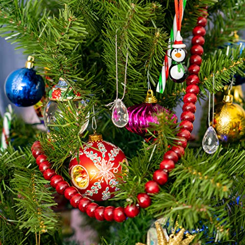 Ornativity Wooden Christmas Garland Decorations - Rustic Wood Beaded Christmas Tree Decorations Garland Bead Strand (Cranberry Red) #TOP2