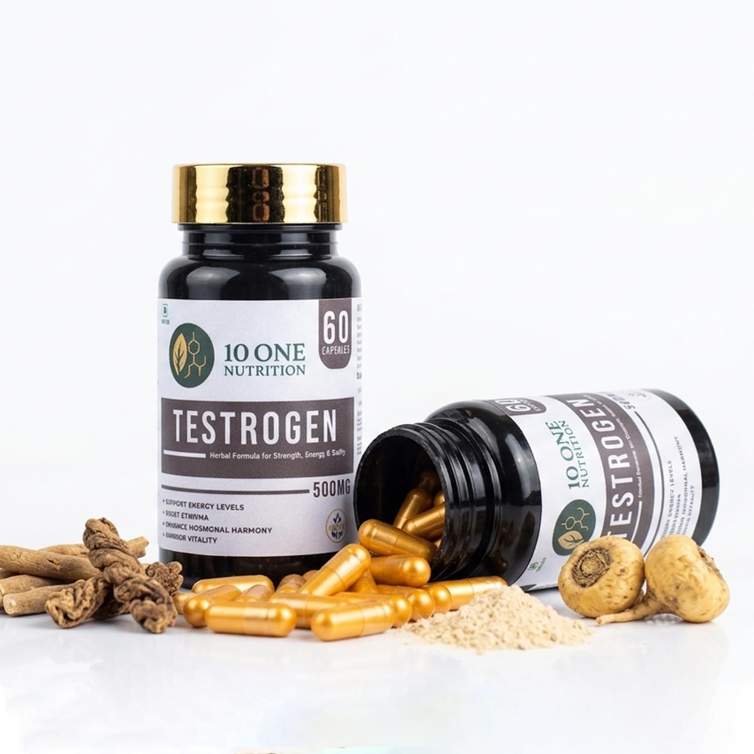 Testrogen Gold Testosterone Support Capsules for Men | Ashwagandha, Safed Musli, Shilajit & Gokhru | Stamina, Strength, Energy & Muscle Growth | 60 Veg Capsules | Ayurvedic Formula