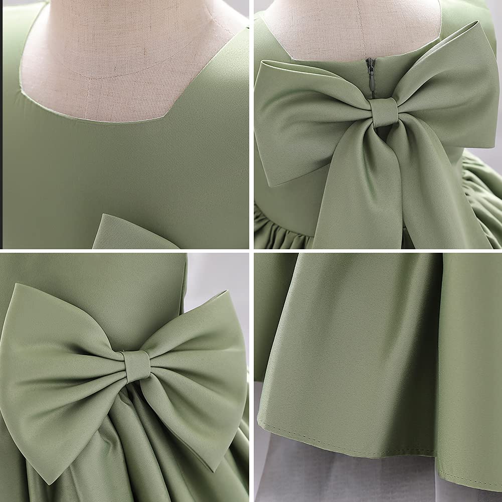 IBAKOM Mädchen Bowknot Tutu Prinzessinnen-Kleid für Mädchen, zum Geburtstag, für Hochzeit, Taufkleid, grün, 18-24 Monate