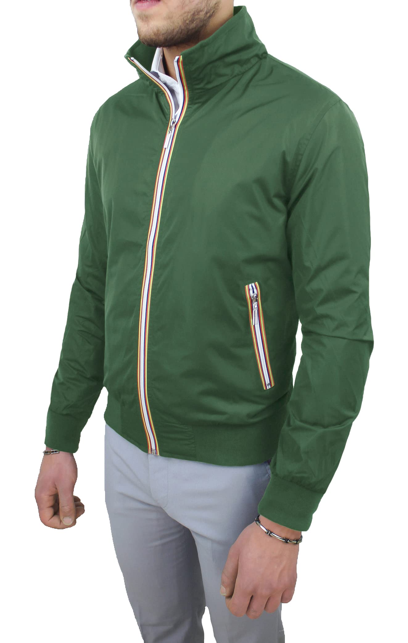 Evoga Giubbotto Giacca Uomo Codice Articolo 392115 Primavera Estate Slim Fit Tecnico Impermeabile Cerniera Manica Lunga Tasche Laterali con Zip Foderato Interno