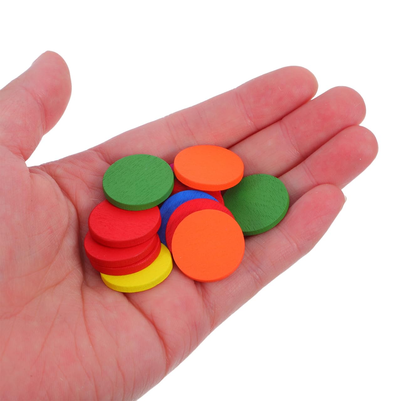 TOYANDONA 100Pcs Round Wood Piece Colorful Disc Learning Tools, Learning Counters Disks Bingo Chip Counting Discs Markers - Image 4