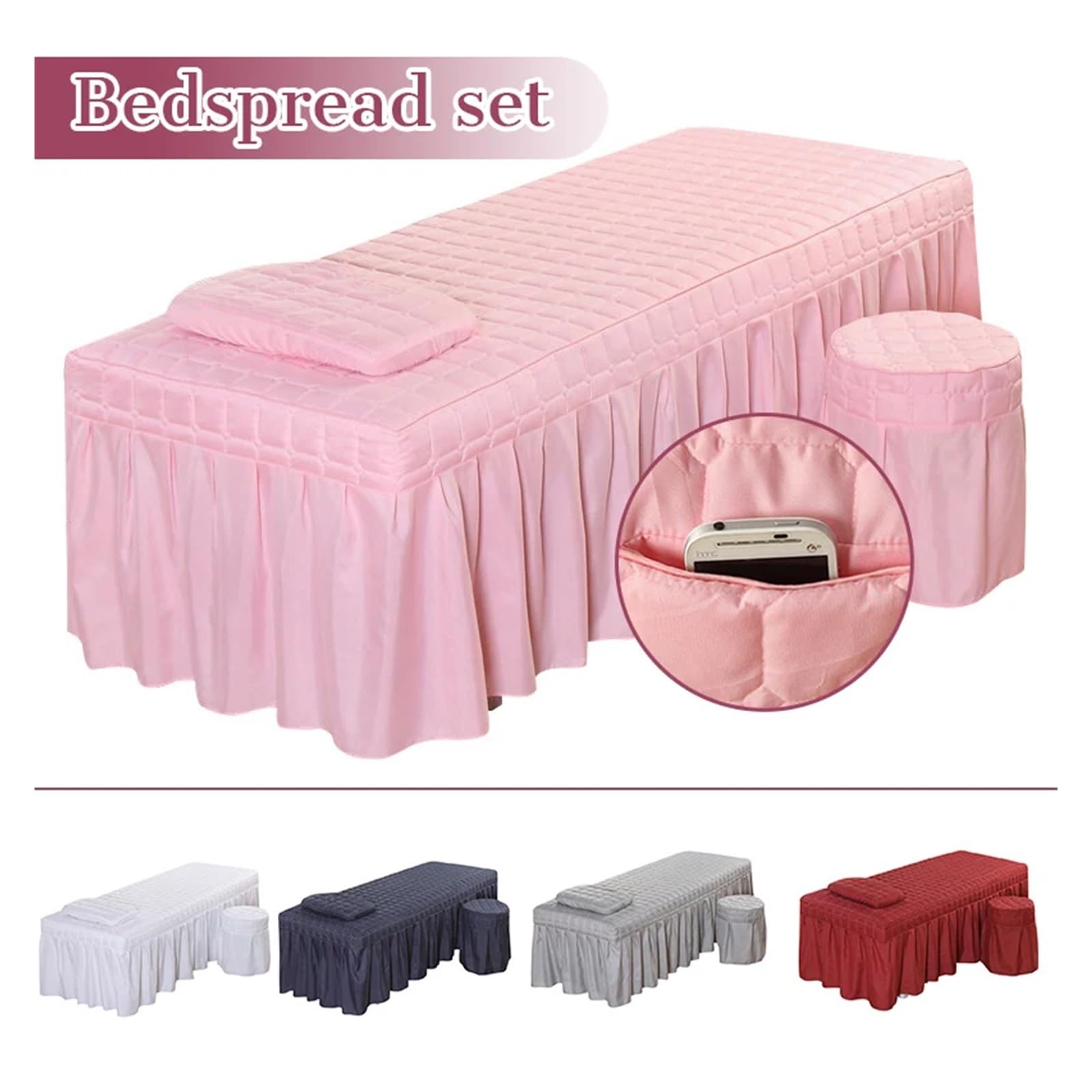 Sábana De Cama For Salón Belleza, Colchón Acolchado Grueso, Falda, Colcha Con Agujero For La Cara Para camillas de masaje(4,190cm x 70cm)