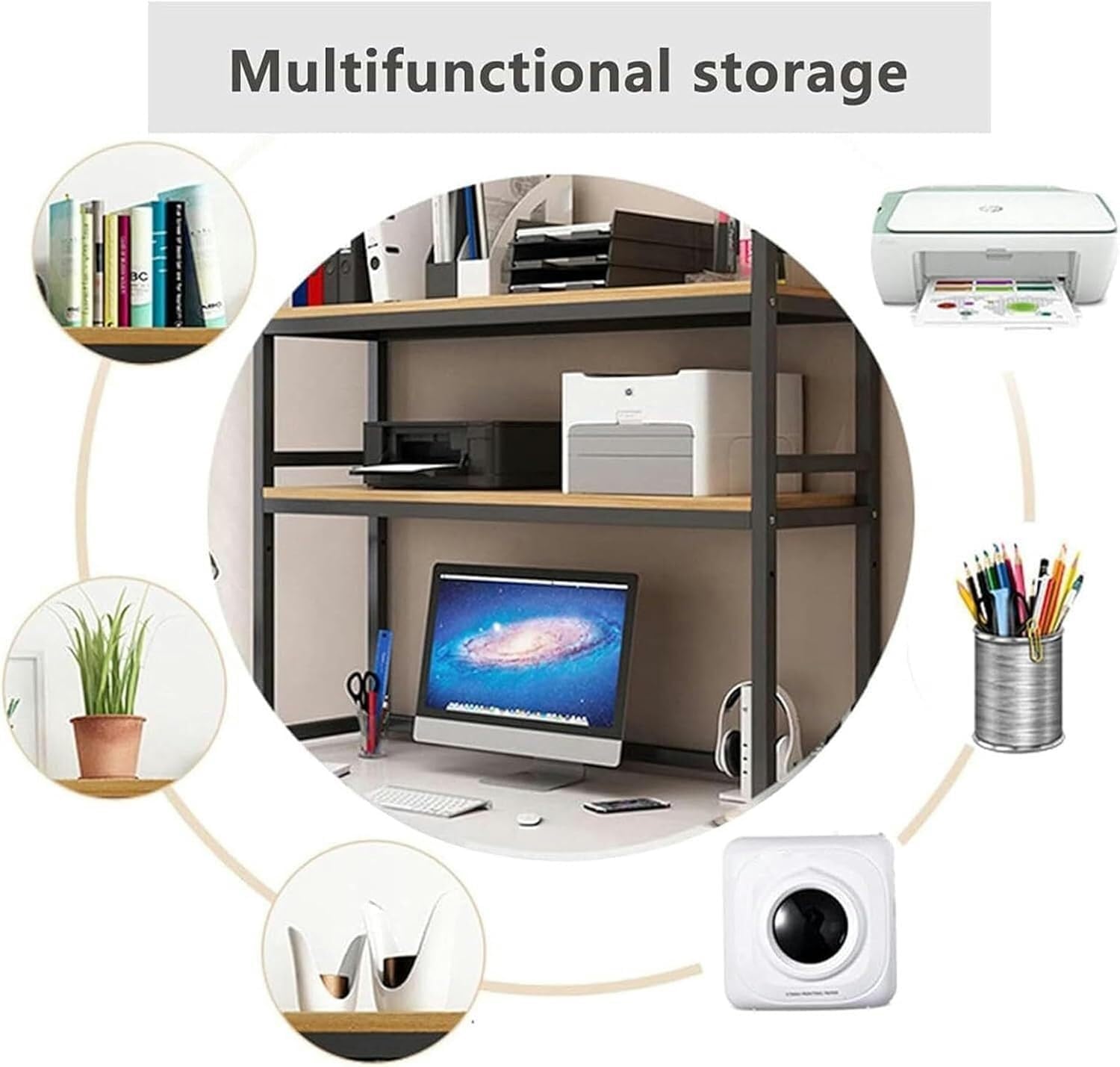 卓上ラック、デスク上収納ラック、机上ラック、 多目的カウンタートップ本棚、コンピューターデスク用2段調節可能デスクトップ本棚(A,6