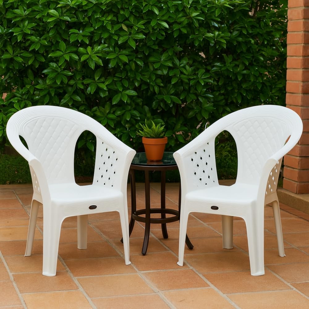 Oaknest Supreme Grand Plastic Chair – Durable & Comfortable Multipurpose Seating for Home, Garden, Office – Lightweight, Stackable & Easy to Clean- Milky White, Set of 2-image-37