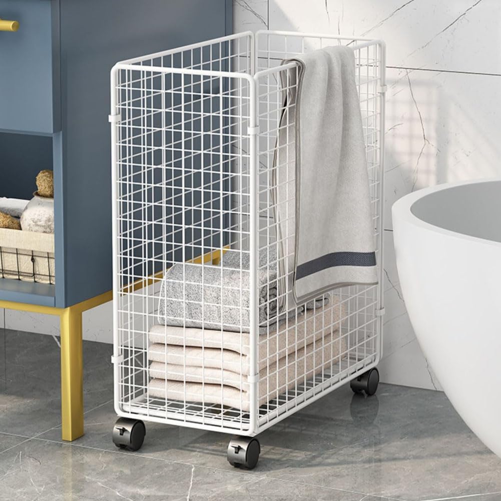 Laundry Basket, Large Laundry Hamper with Wheels, Laundry Bag Organizer for Dirty Clothes; Dorm Room Essentials, Towel Organization & Toys Storage Laundry Cart in Laundry Room Organization(White)