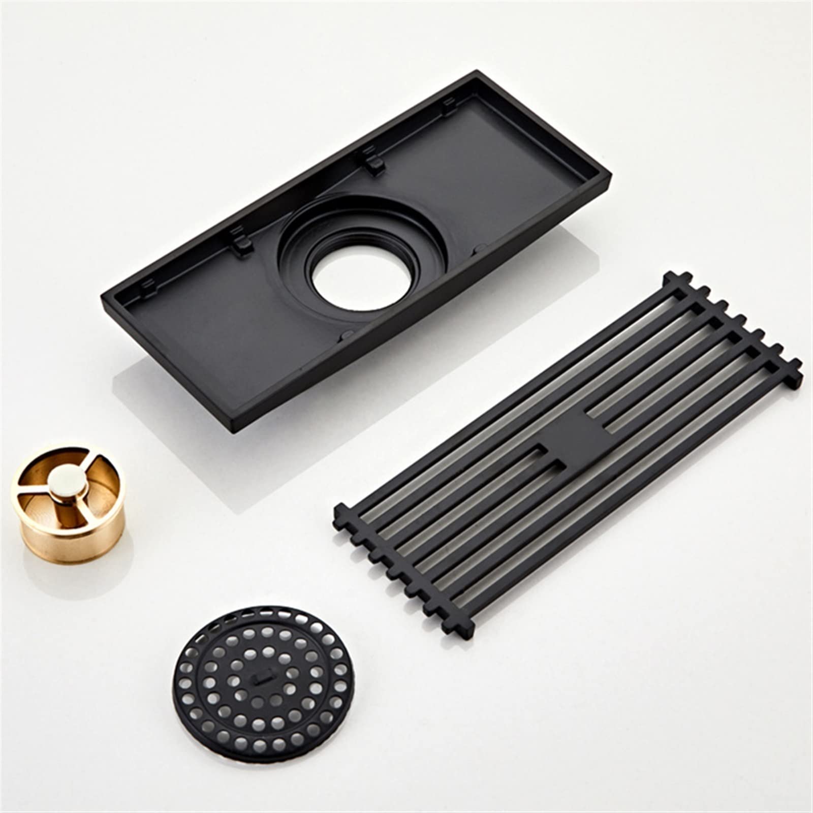 Rejilla De Desagüe para Ducha De Baño, Colador De Suelo, De Latón Negro, 83 X 200 Mm, 1 Unidad