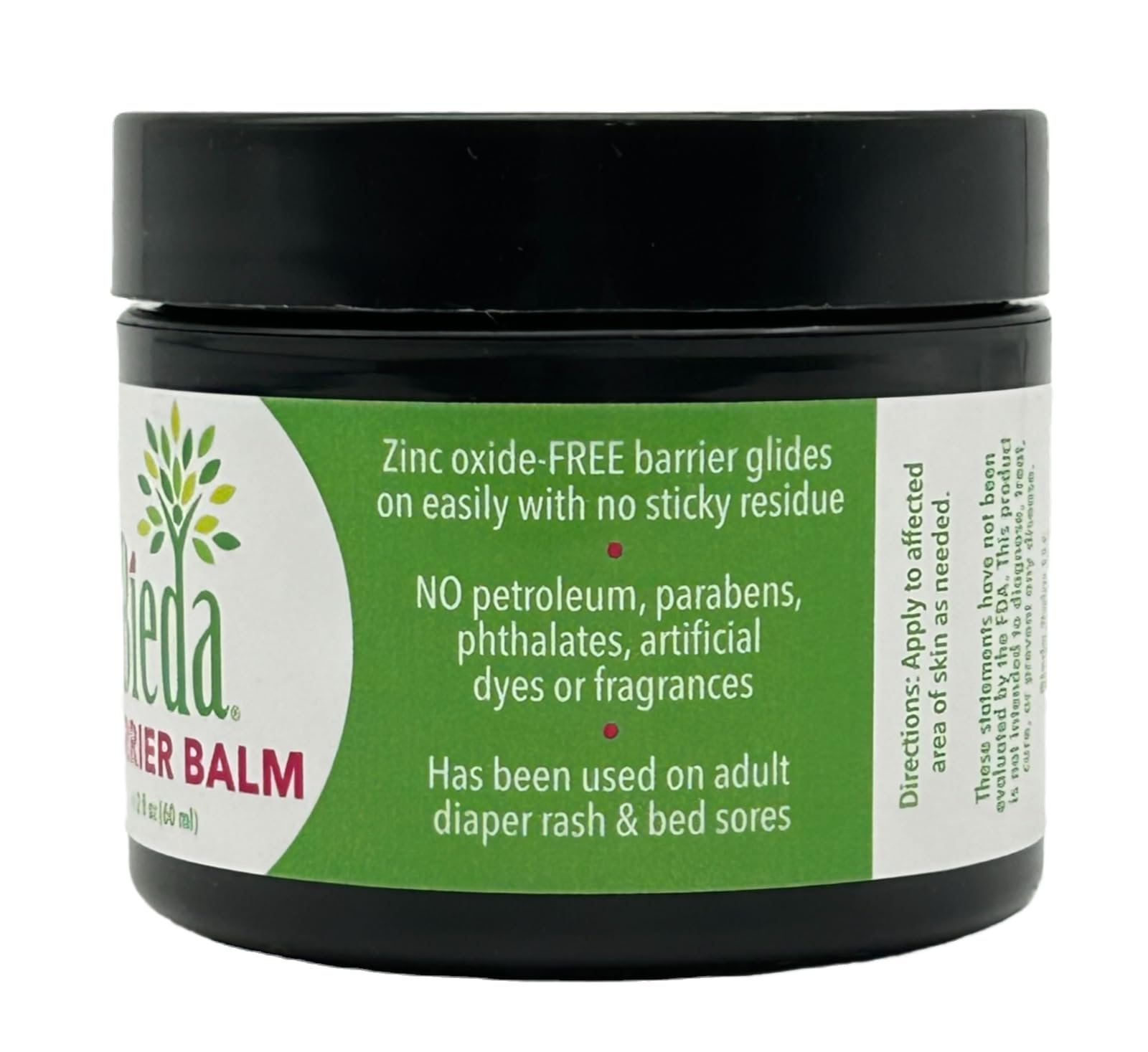 Bieda Barrera Bálsamo | Crema de pañales para adultos calmante con ingredientes naturales para la incontinencia y llagas en la cama. Barrera libre de óxido de zinc Se desliza fácilmente sin residuos
