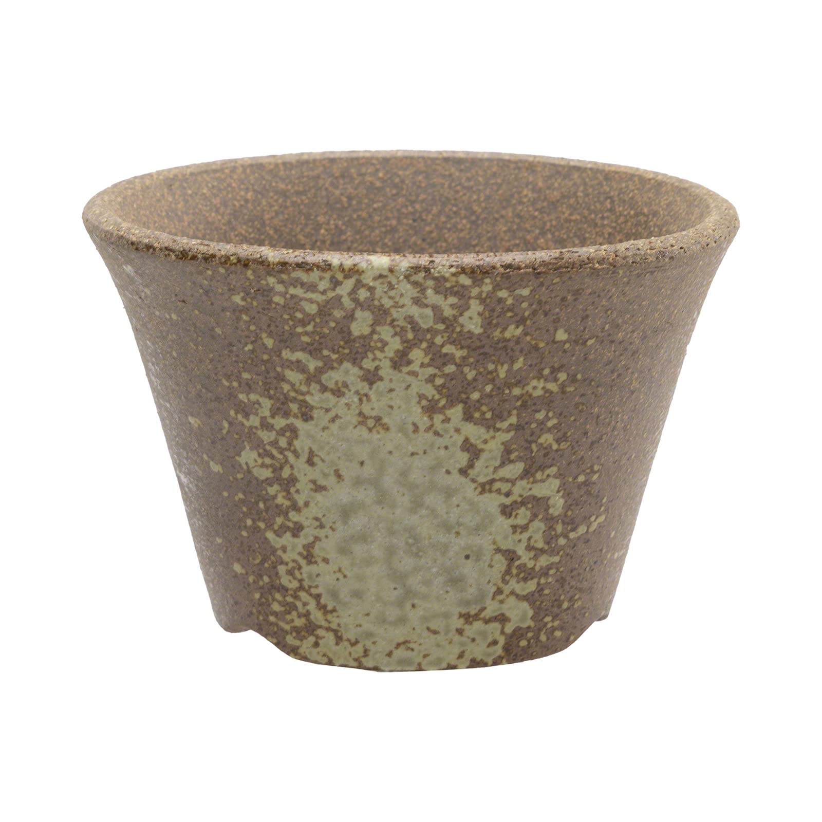 Pot à bonsaï en céramique marron et or blanc issu de l'artisanat