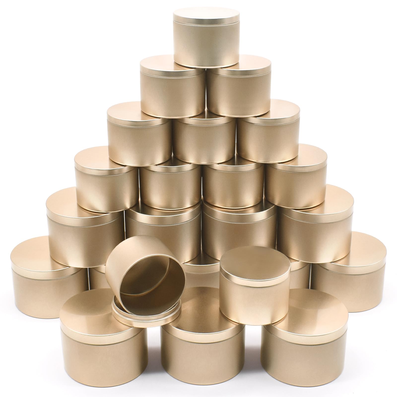 YJHSS 24-Pack Candle Tins, 12pcs 8oz + 12pcs 12oz Candle Jars for Making Candles, Bulk Empty Candle Containers for Making Candles, Candles Vessels - Champagne Gold