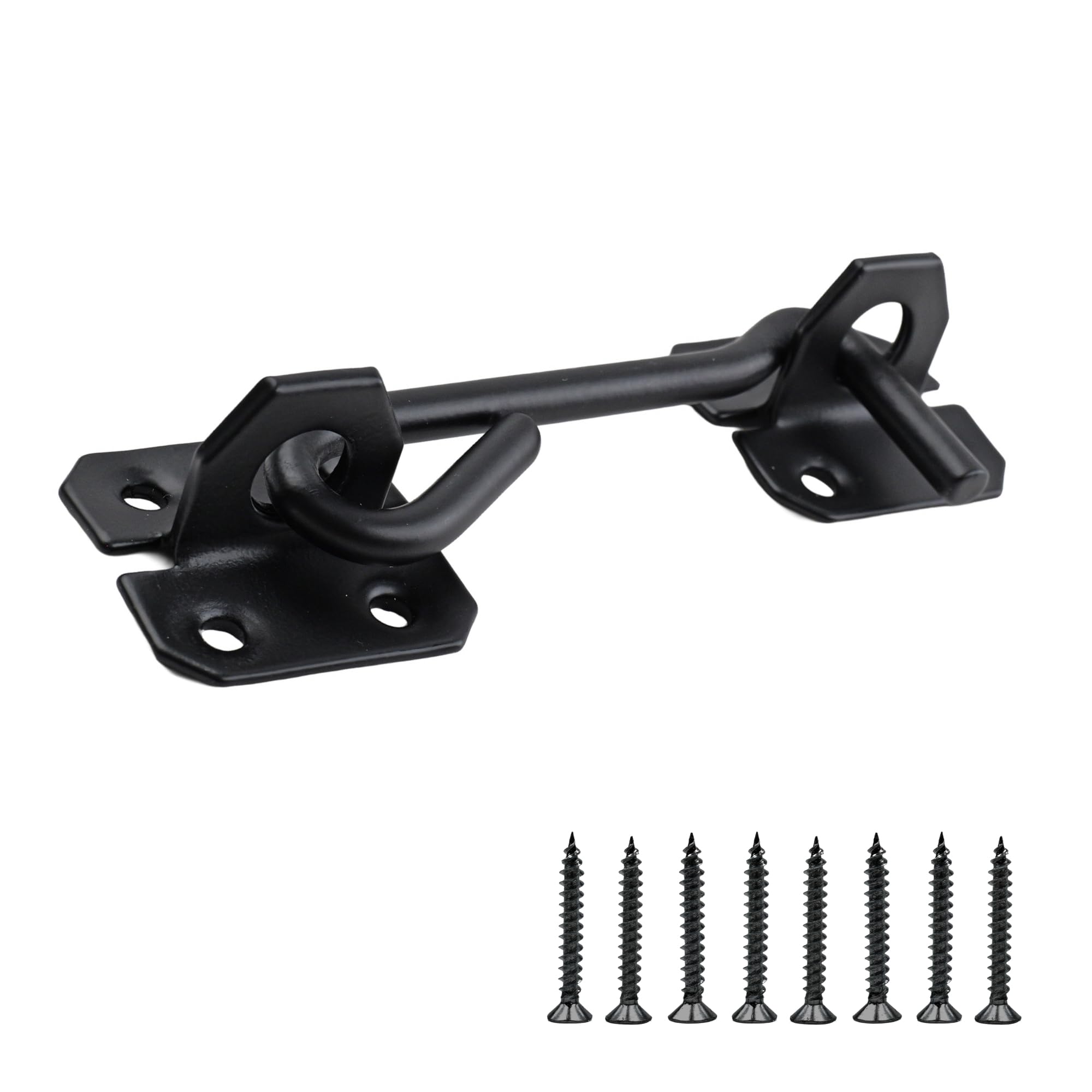 Keypak Wire Cabin Hook Traditional Style Door Gate Security Hardware Window Locks & Latches Finish and Installation Kit (Black, (L)100mm)