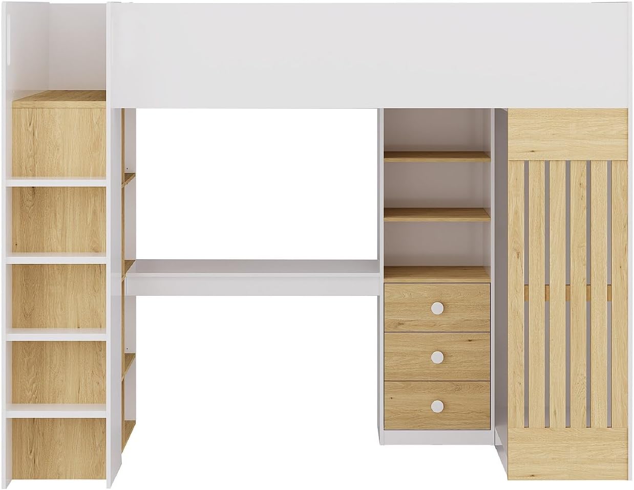 Integrated desk and storage of LORINTI Loft Bed