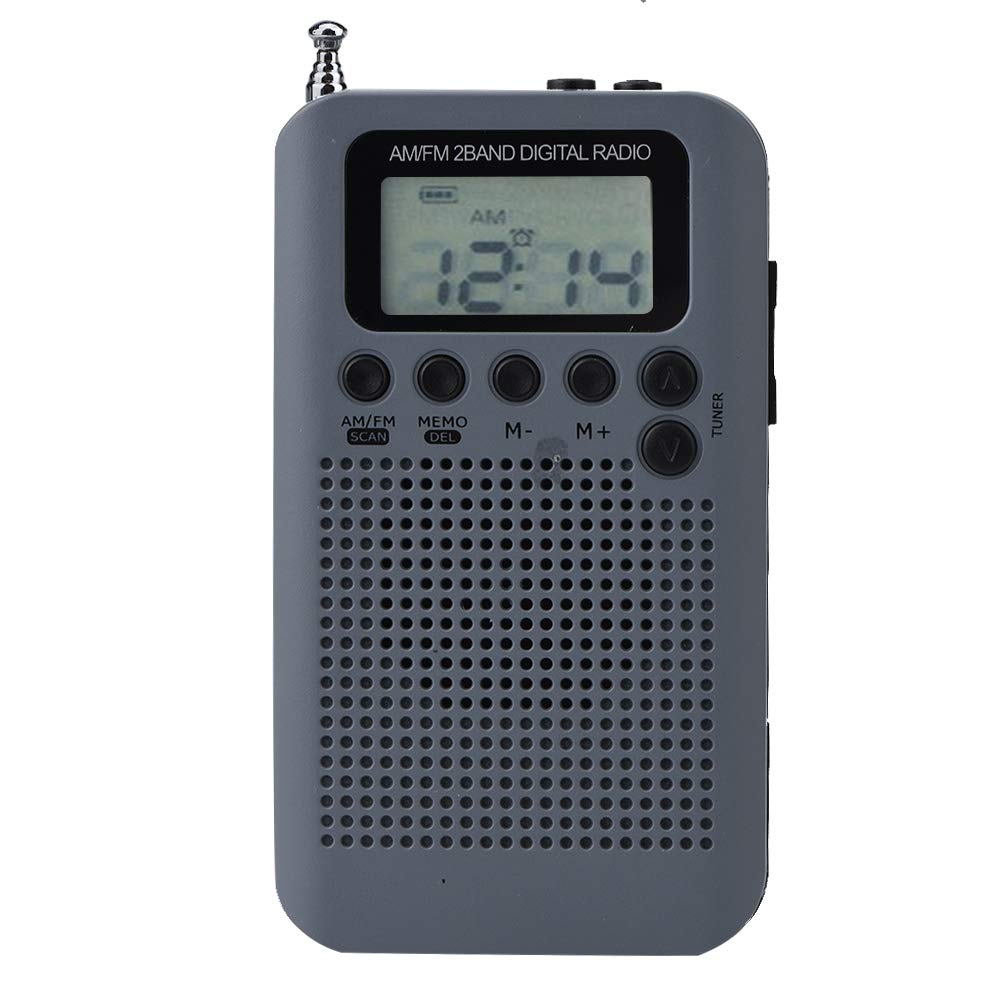 Portatile Radio Pocket Mini 2 Bande 8UV Stereo Digital Tuning Radio LCD per Escursionismo Jogging(Grigio)