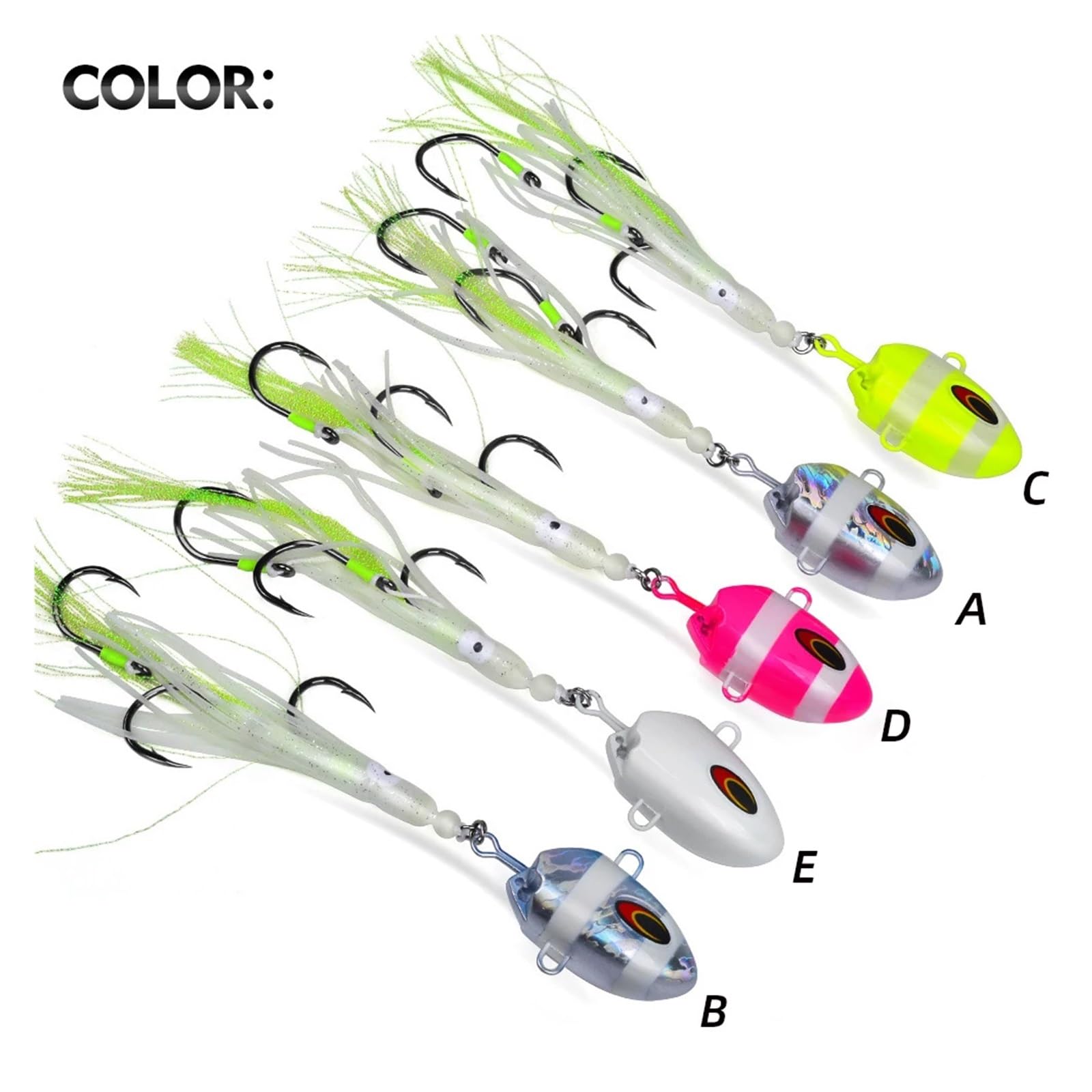 1 szt. Jig przynęty 100g-300g powolny metalowy świecący haczyk na kalmary tonący słonowodny Spinning wędkarski dla Marlin Snapper Grouper