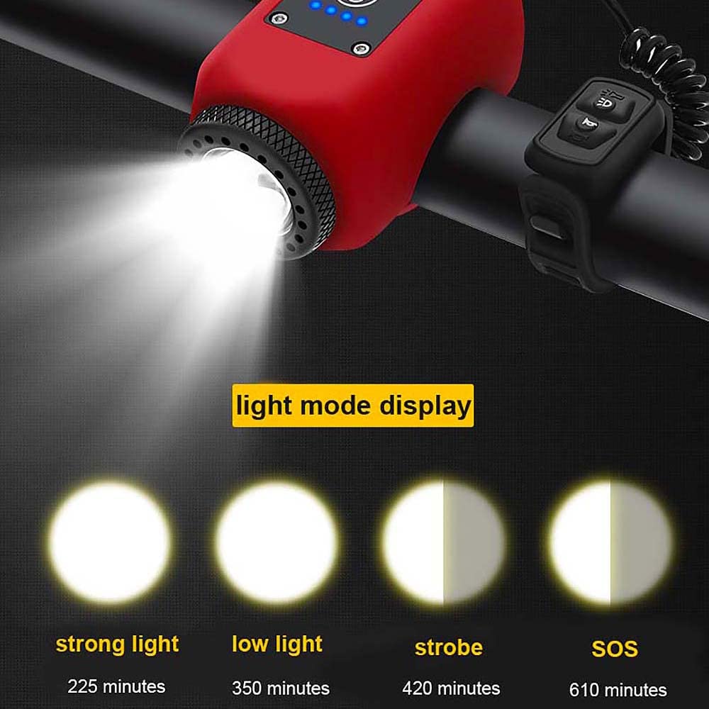 Luce della Bicicletta A LED con Clacson Elettrico MTB Mountain Bike Bell Headlight USB Ricaricabile Road Cycling Front Lamp Bike Accessori