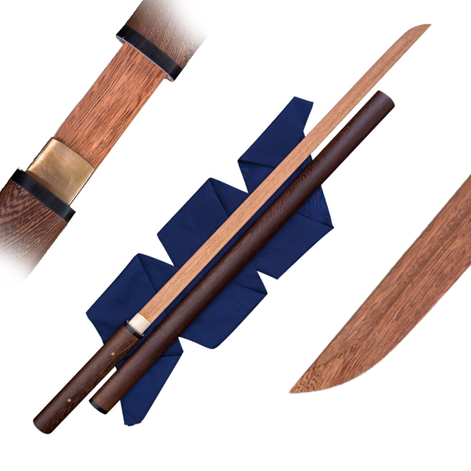 Espada recta samurái de palisandro natural de 103 cm con vaina de madera de wengué,bokken hecho a mano,espada samurái de madera Iaido para práctica de kendo,regalos,exhibiciones,cosplay,accesorios