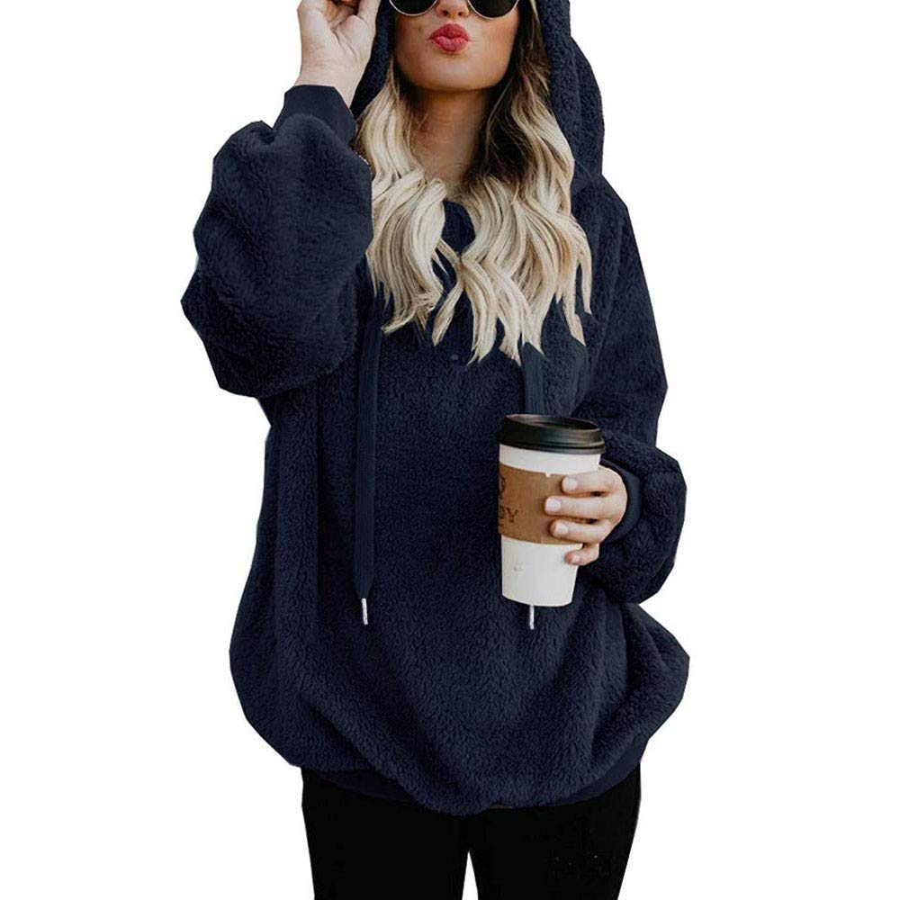 Jumpers Sweatshirt Hoodie Long Sleeve Zipper Pocket Fleece Hooded Loose Plus Size