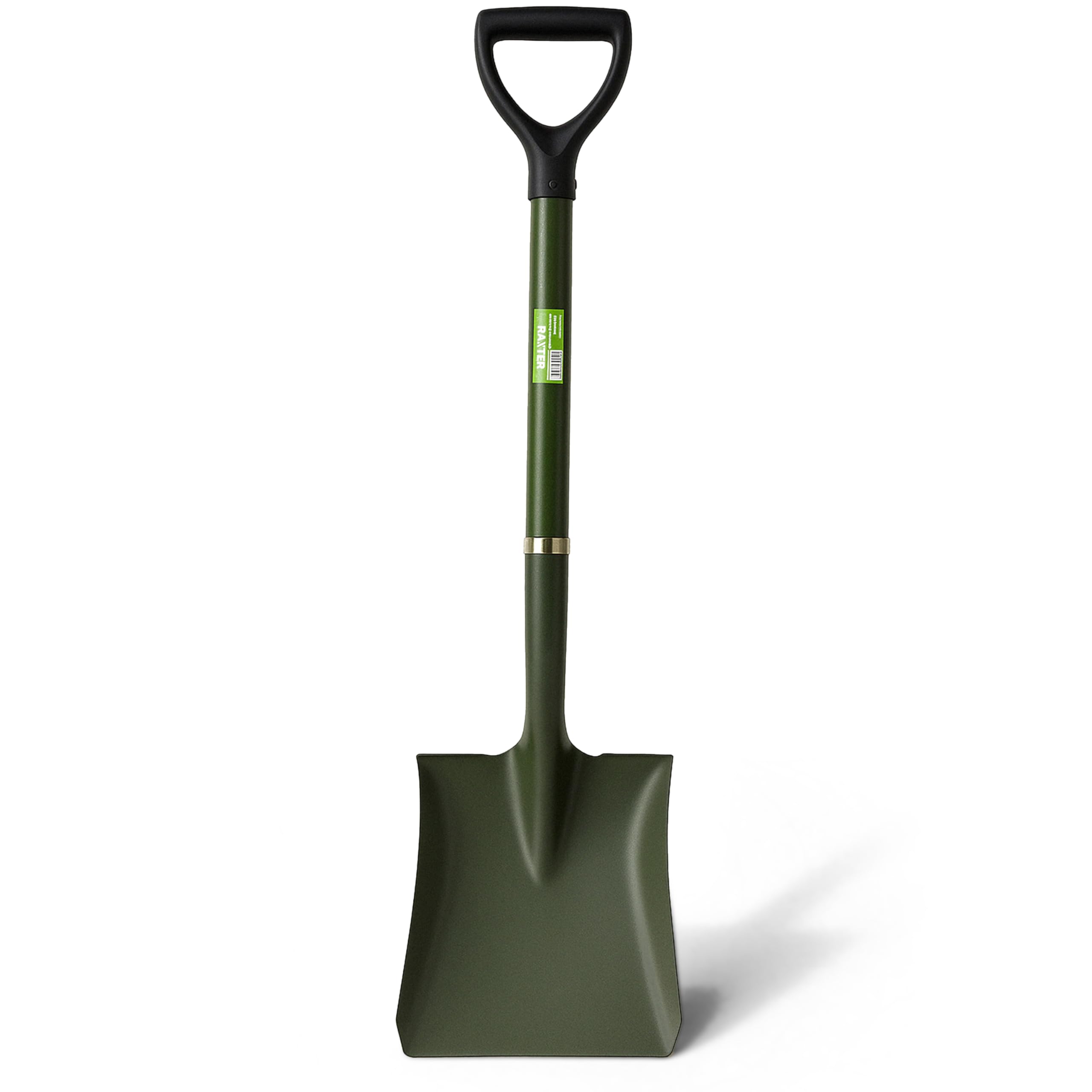 Heavy-Duty Square Garden Shovel, 104 cm, Multi-Purpose with Rubber Grip Handle, Dark Green