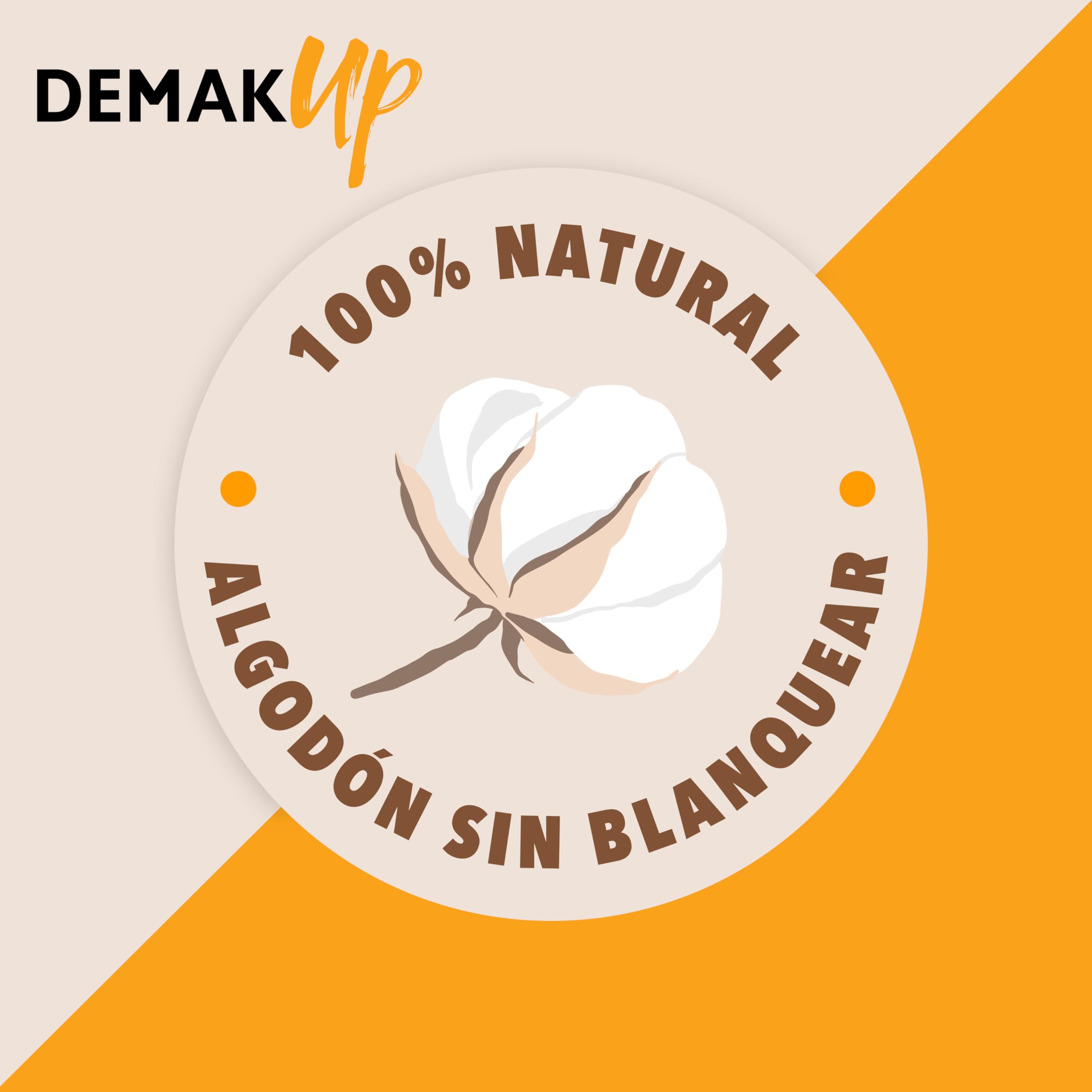 Demak'Up Sensitive x72 - Discos Desmaquillantes Ultra Suaves para Pieles Sensibles - Cara y Ojos - Fibra de Algodón 100% Natural - Paquete con 72 Discos