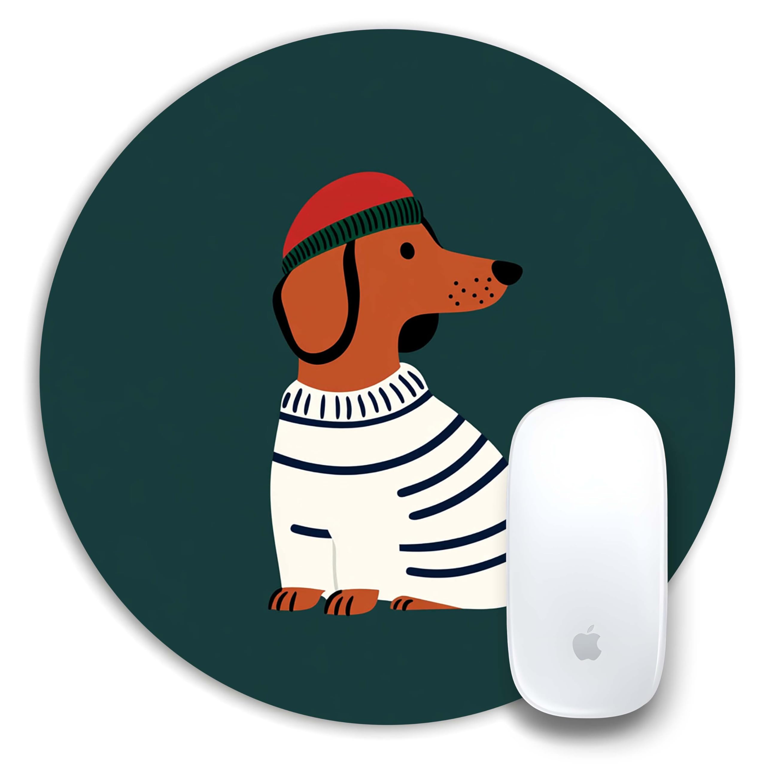 TURTLEWINGS Circular Mousepad with Dog Art Design | Round Mouse Pad 240mm x 240mm, 3mm Thick | Unstitched Edges, Animal Print for Office, Study, Gaming & Pet Lover Desk Setup-image-1