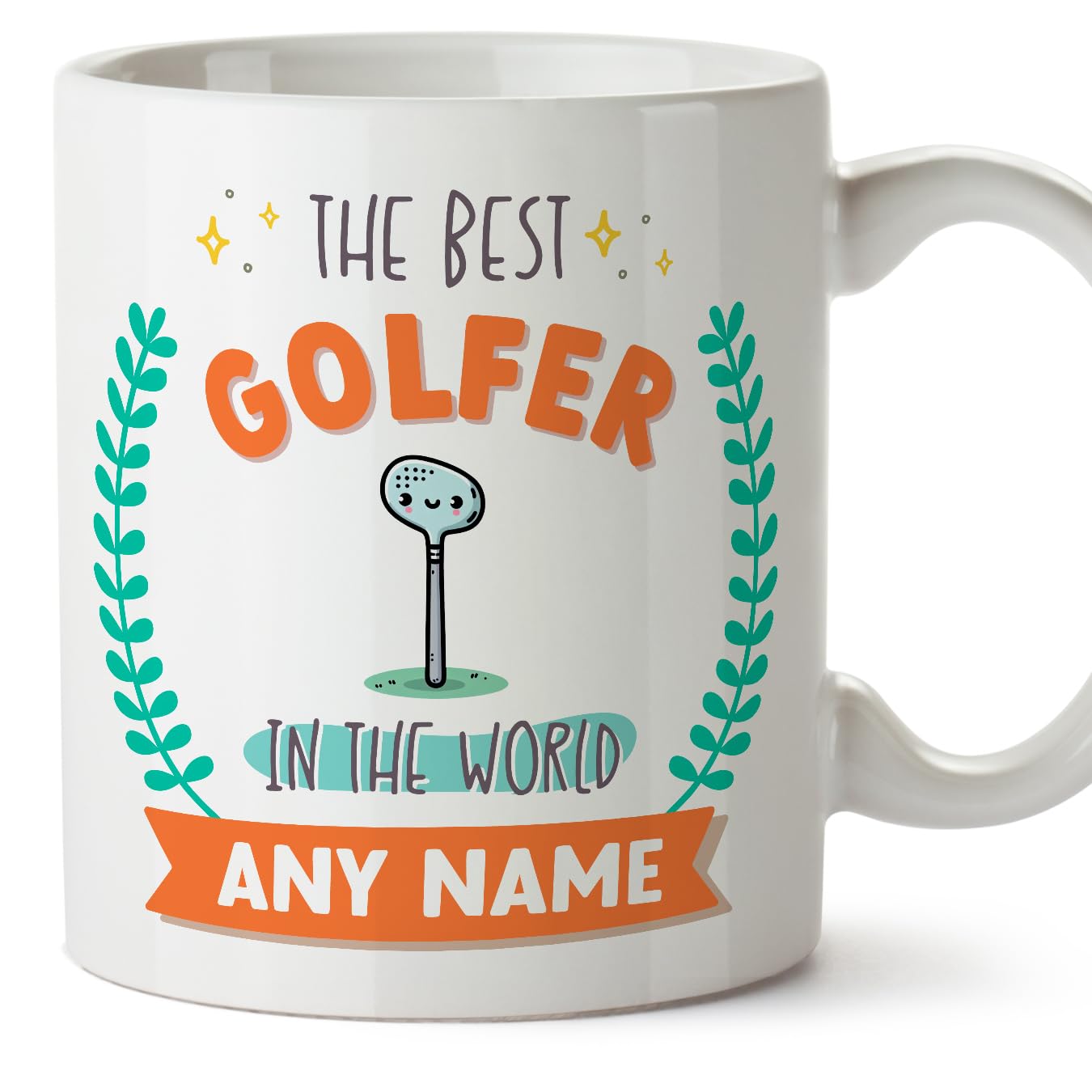 MUGFFINS Personalised Mug for Golfer Woman - in English - World's Best - with Doodle - Funny Custom Gift for Colleagues - Ceramic 11oz Mug