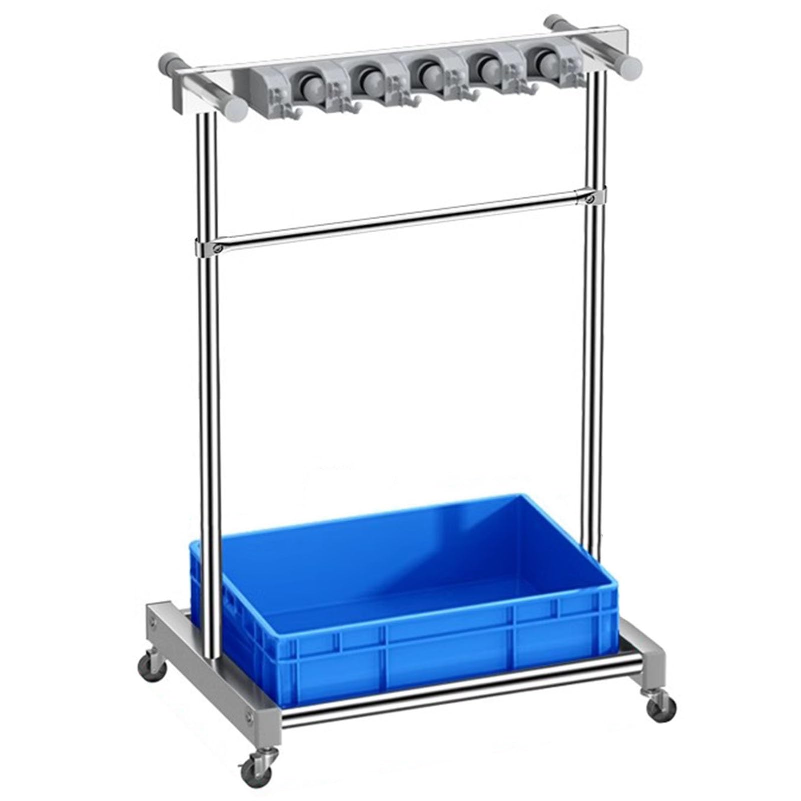Heavy-Du - Soporte alto para fregona y escoba, estante de limpieza rodante de 122 cm para el hogar, lavandería, escuelas y hoteles, ahorra espacio (azul, 67 x 50 x 12 cm)